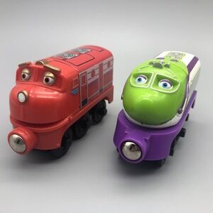 Tomy Chuggington Wooden Railway Trains Magnetic Lot of 2 Wilson and Koko EUC